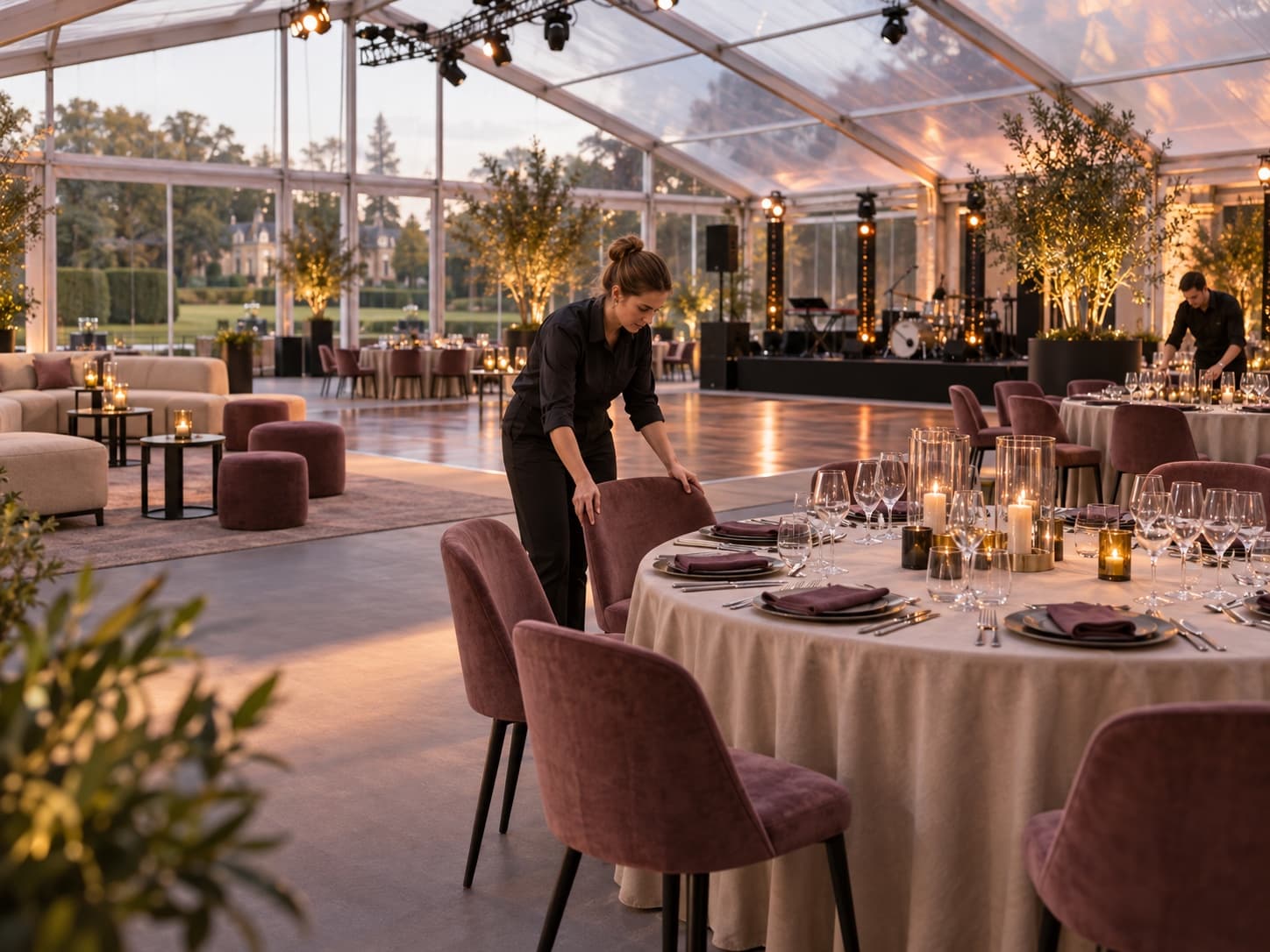Event furniture and equipment arranged for an event in Belgium