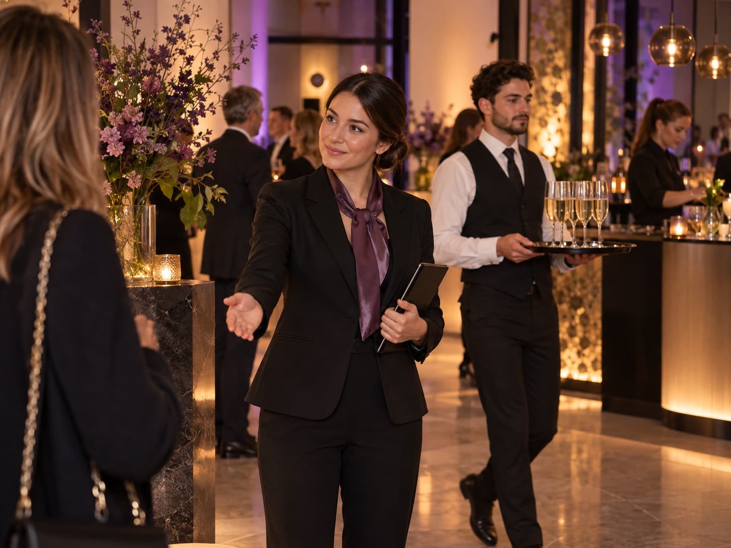Professional hospitality staff supporting an event in Belgium