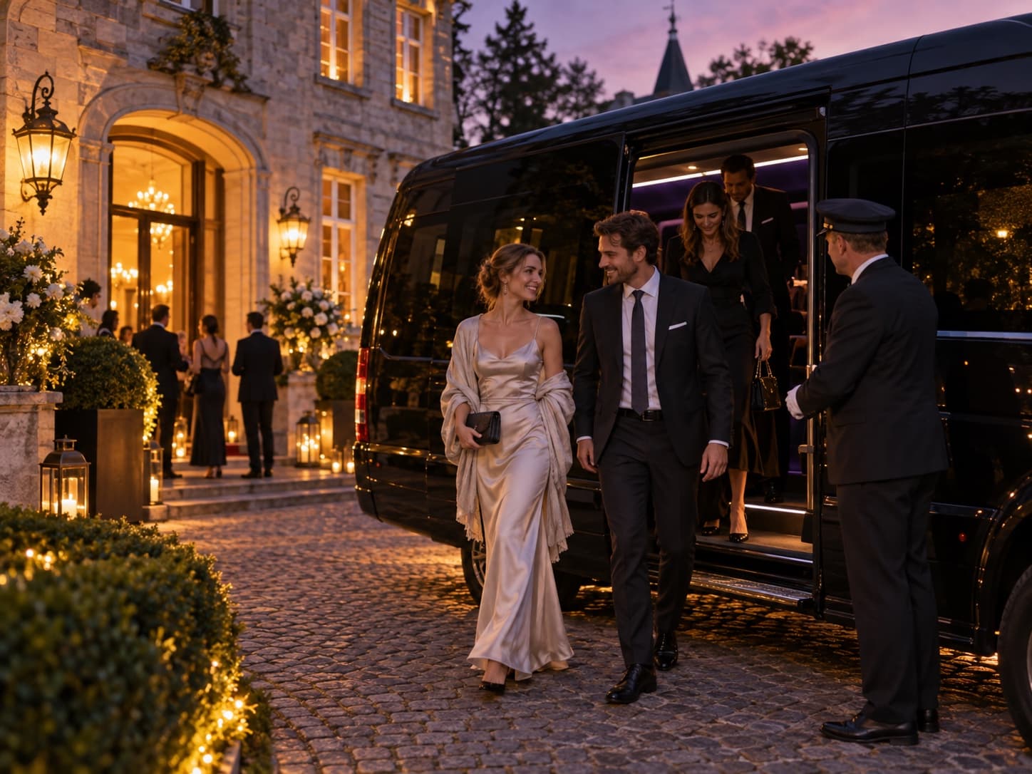 Guest transport arriving at an event venue in Belgium