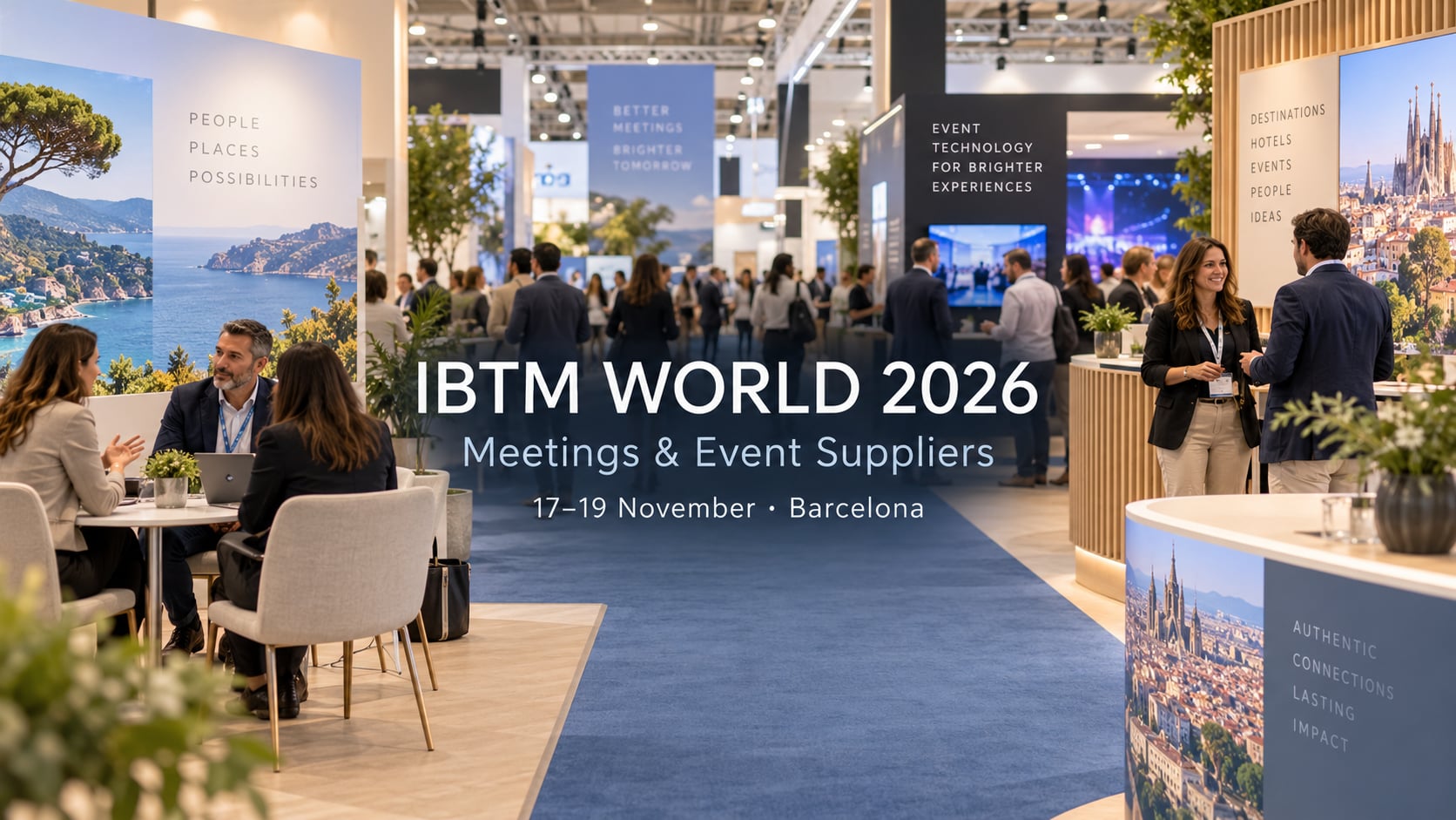 IBTM World 2026 cover showing exhibition stands and professionals networking.